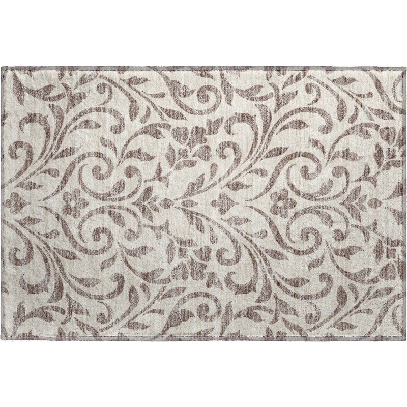 Premium Machine Washable Prisco Taupe Rug, Rectangle 1'8" x 2'6"