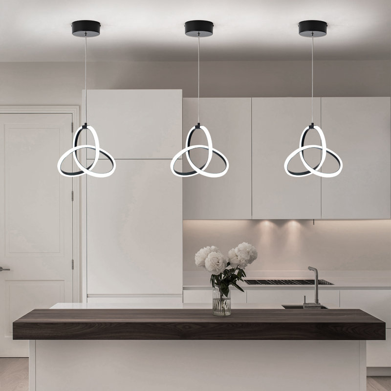 Luminaire suspendu moderne à DEL, Noir mat