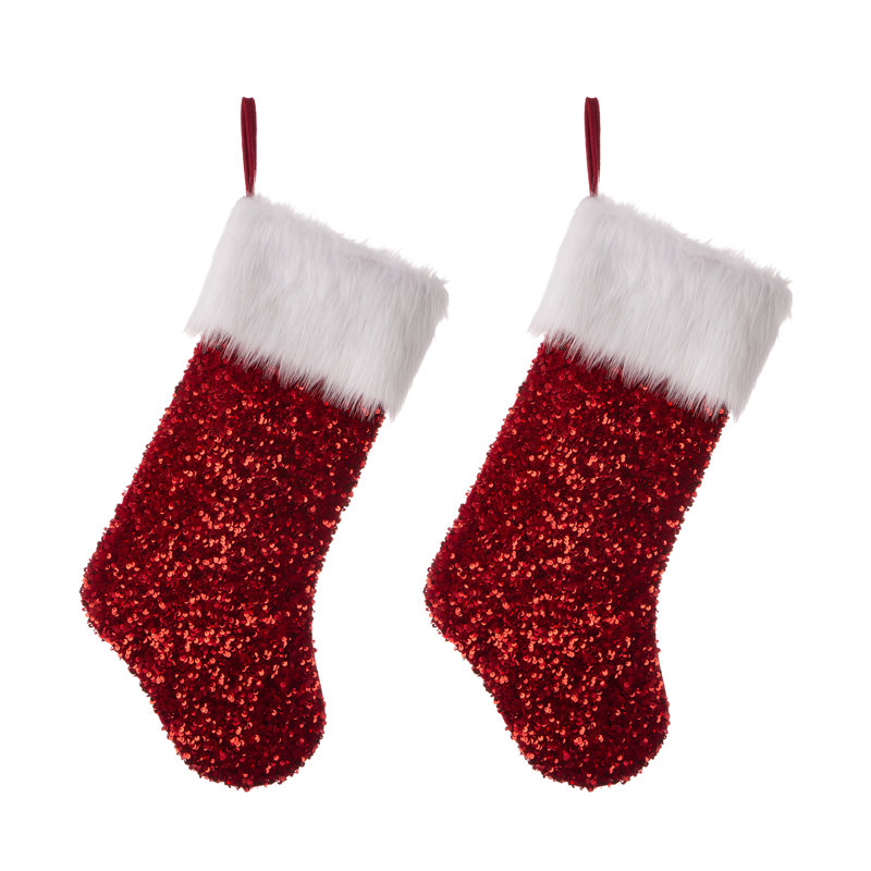 Navy Blue Sequin Christmas Stocking(Set Of 2), Rouge
