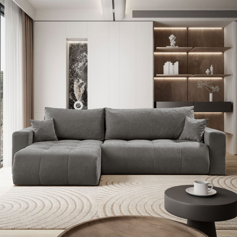 Ranika 3 - Piece Corner Sofa, Grey/Brown/Blue