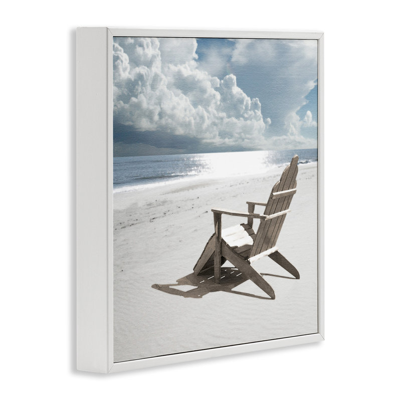 «Rolling Clouds Beach», estampe numérique encadrée par Noah Bay, Giclée encadrée blanc bord de mer, H 17 po x l 17 po