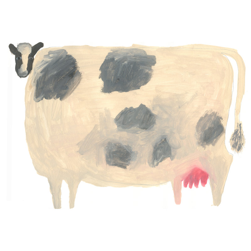 Vache noire et blanche par Ivetavaicule, H 8 po x l 12 po