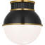 Cavill Flush Mount with Natural Brass Hood and White Glass-376817706-376817718