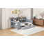 Lit de jour simple en bois avec 3 tiroirs, ports USB et bureau