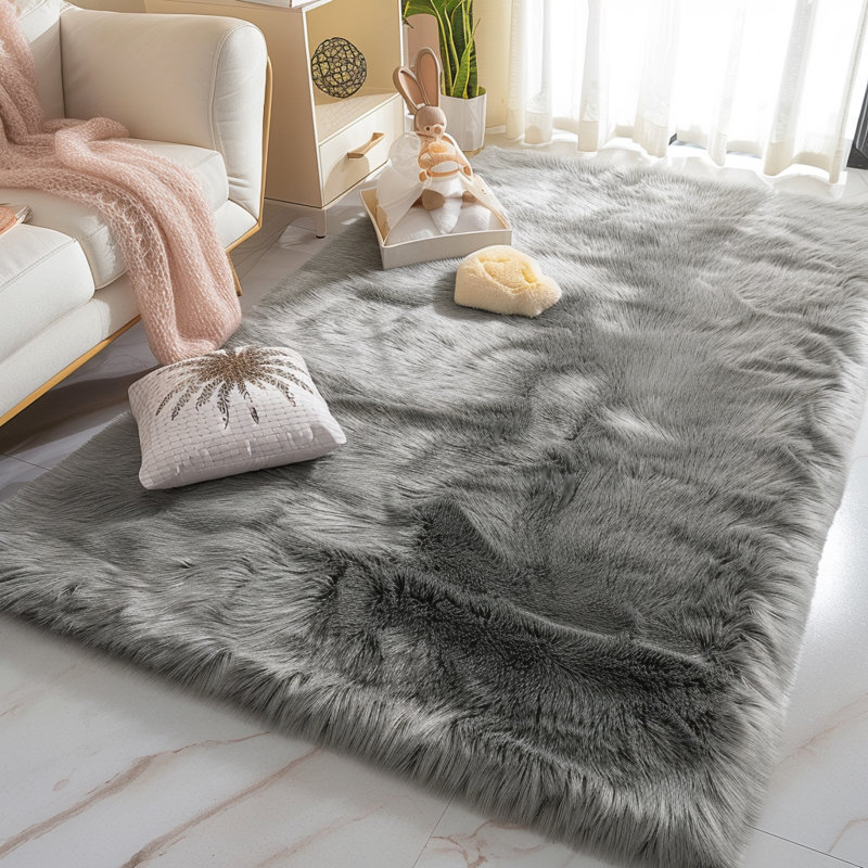 Faux Sheepskin Indoor Rug, Rectangle 9' x 12'