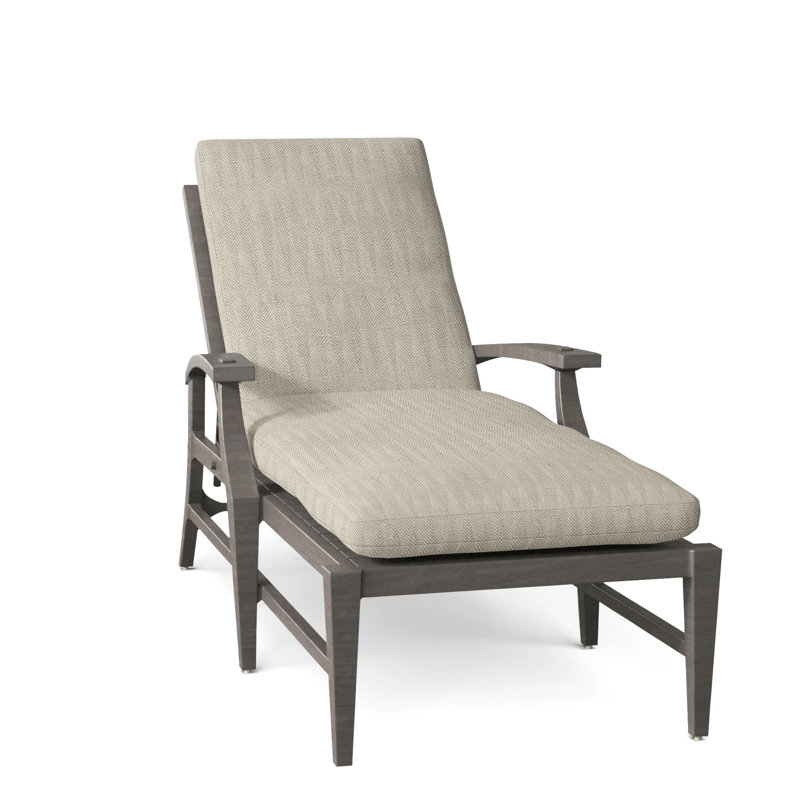 Croquet Aluminum Outdoor Chaise Lounge, No Welt, Slate Gray, Herringbone Sand