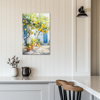 Art mural de citron, art mural de cuisine citronnelle, œuvre d'art de fruits méditerranéen, affiche d'art italien, images pour décoration murale de cuisine prête à accrocher 12 po x 16 po