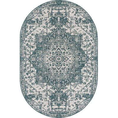 Outdoor Destiny Area Rug Blue Green Color
