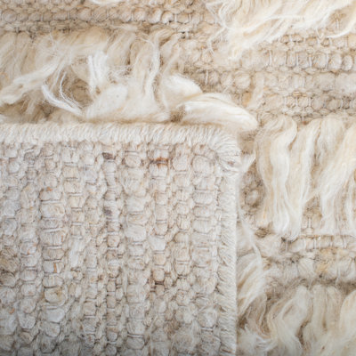 Natura Hand Woven Wool/Cotton Solid Color Rug in Ivory