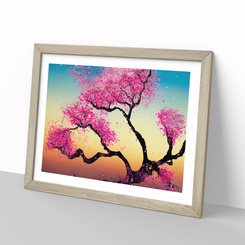 Wholesome Cherry Blossom Tree - Framed Print, 46cm H x 64cm W x 2cm D, Oak Framed