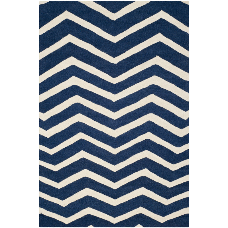 Sanyla Hand Tufted Wool Chevron Rug, Rectangle 3' x 5'