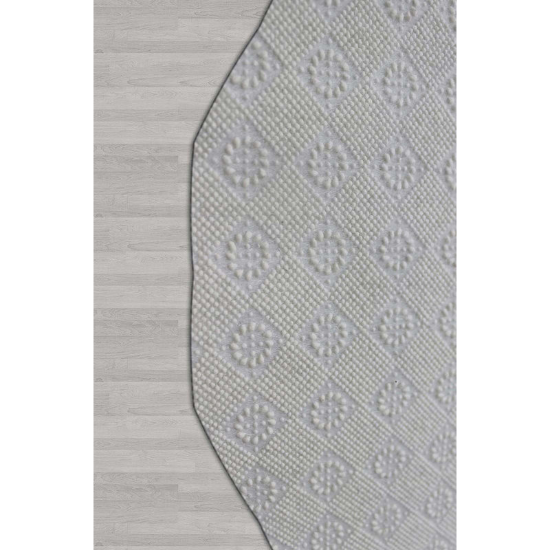 Tapis rose / bleu / blanc en polyester tissé à la machine Novelty Cason, Nouveauté 2 pi 7 po x 9 pi 10 po