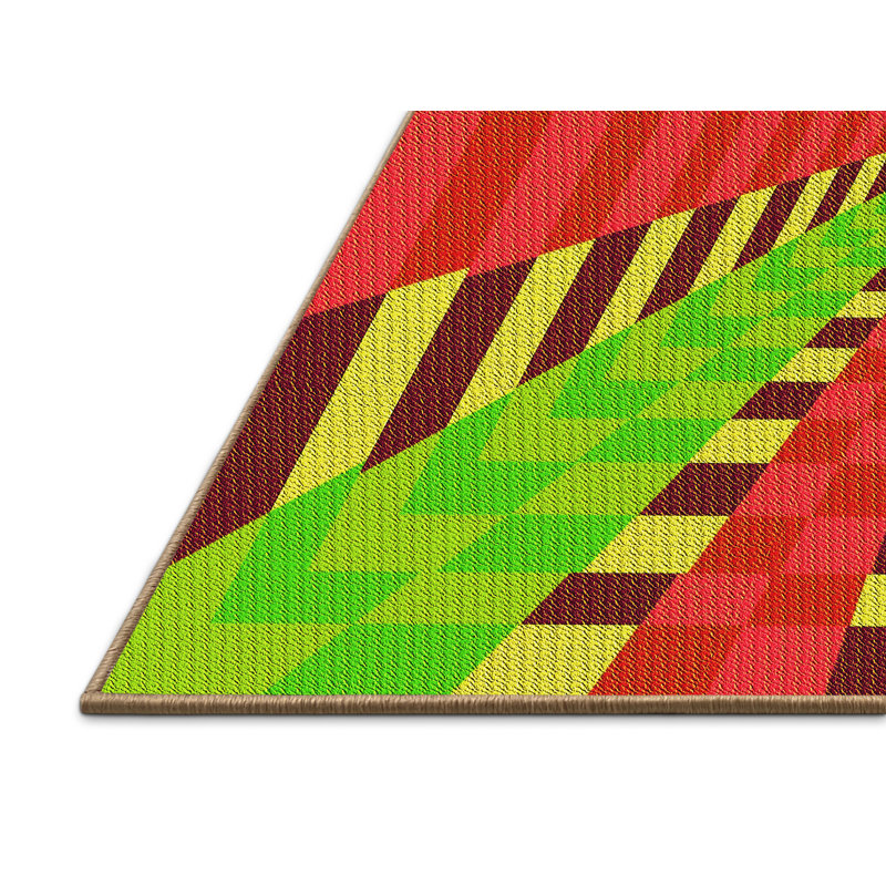 Wool Geometric Indoor Rug, Rectangle 4' x 6'