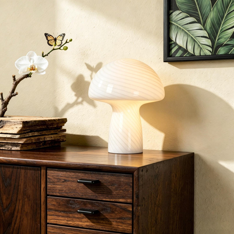 Lampe de fantaisie en verre Keaten, Blanc
