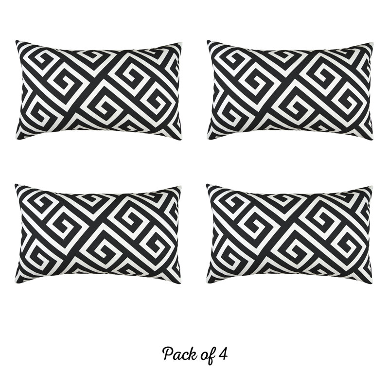 Black and White Geometric Polyester Pillow Cover Set