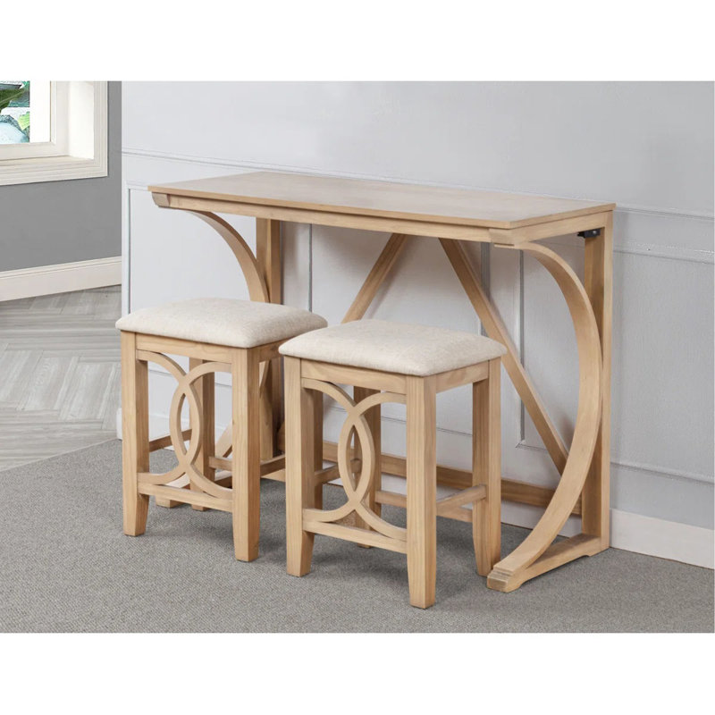 Ensemble de comptoir 3 pièces en bois naturel avec ports USB double