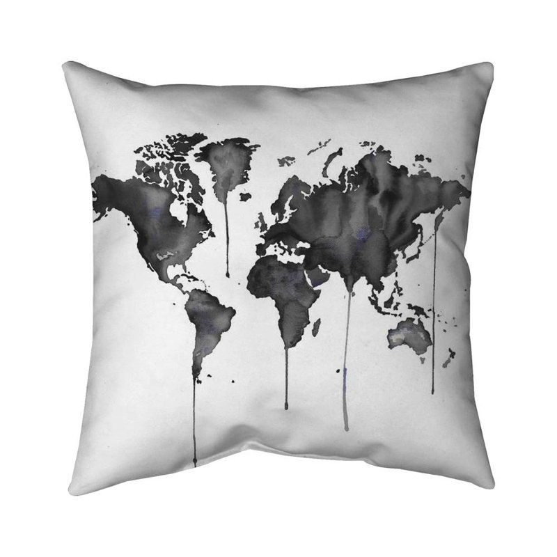 Watercolor World Map - Minimalist Man Cave Poly Twill Throw