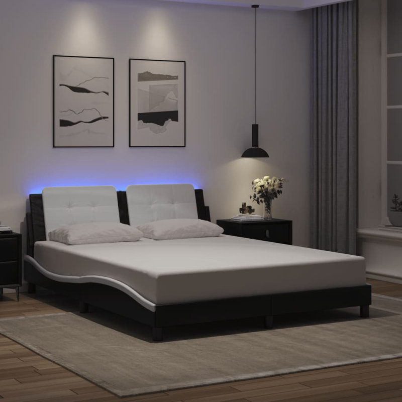 Structure de lit vidaXL avec DEL sans matelas Zadar noir 152x203 cm, Noir, Grand