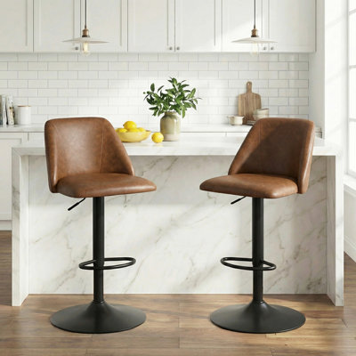 New upgraded backrest Swivel Upholstered Adjustable Height Counter & Bar Stool With Footrest