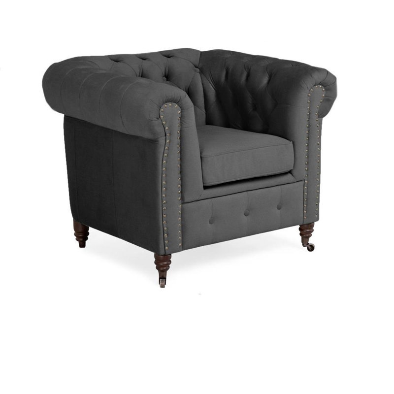 Lakefront Velvet Armchair, Dark Grey