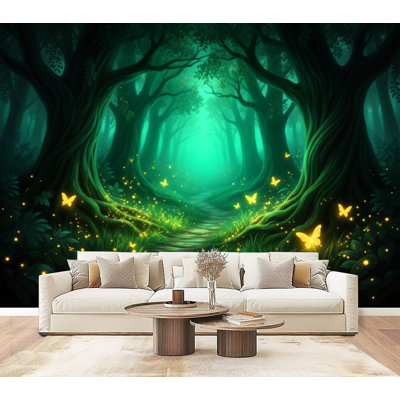 Papier peint adhésif à peler et coller, décorations murales de feu d'artifice mystérieuses vert clair H 69 po x l 96 po, papier peint amovible en PVC pour décoration de chambre à coucher, bureau à domicile, bureau à domicile