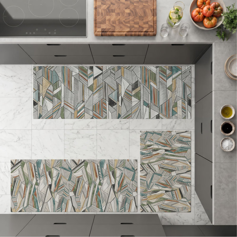 Geometric Pattern Non-Slip Washable Kitchen Mats