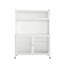 Armoire de cuisine, armoire de rangement haute avec portes en verre et tablettes réglables, armoire de cuisine, salon, salle à manger, blanc