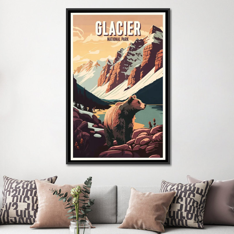 Glacier National Park, 60" H x 40" W x 1.5" D, Black Floater Framed Canvas, No Mat