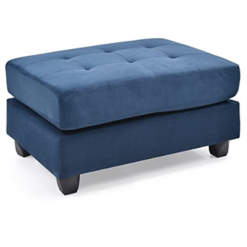 Liskeard Bella Tufted Rectangle Standard Ottoman, Navy Blue Microsuede