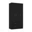 Armoire 3 portes avec deux tiroirs, tablettes et tringle - noir-817592960