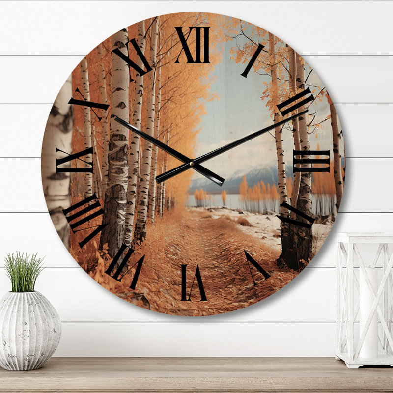 Horloge murale en bois massif Watertown, Moyenne
