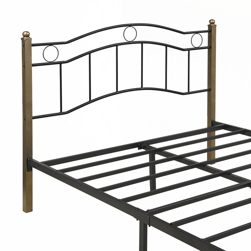 Lit double en métal avec tête et pied de lit ondulés