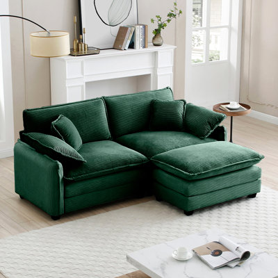 Canapé modulaire 2 places avec repose-pieds et coussins Paramveer