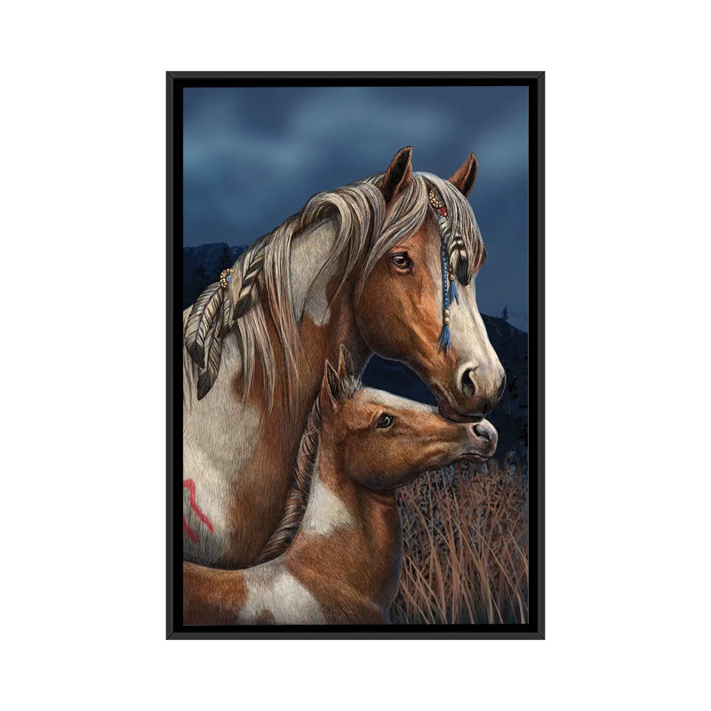 « apache », impression sur toile, H 26 po x l 18 po x P 1,5 po, Toile avec cadre noir, Pas de tapis