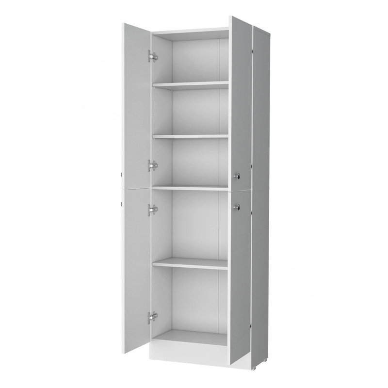 Garde-manger blanc avec 4 portes et 5 tablettes cachées, Blanc