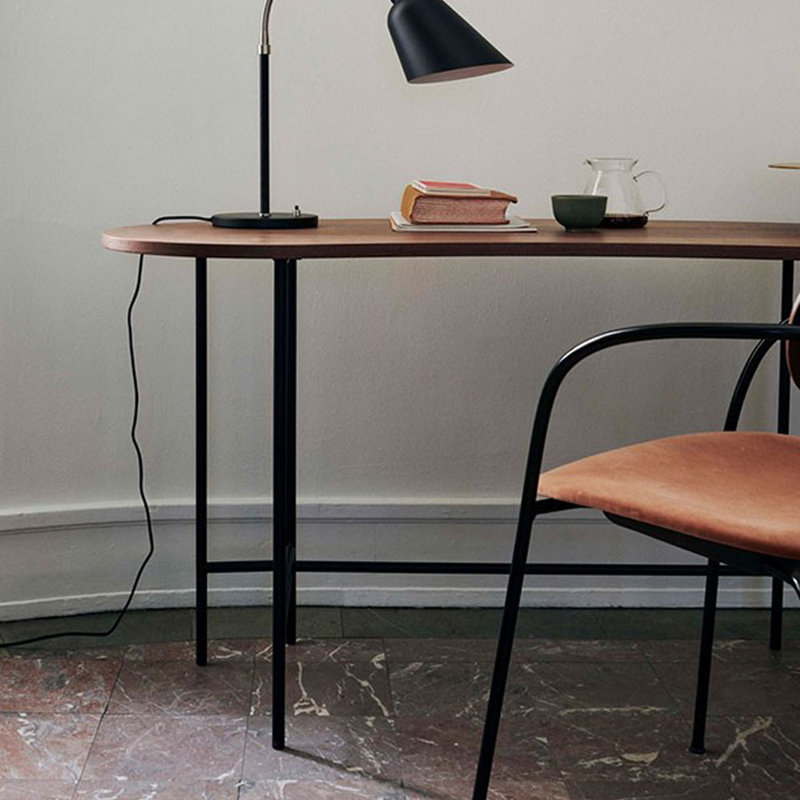 Bureau d'écriture simple et créatif, H 29,52 po x l 55,11 po x P 24,4 po, Brun foncé/or