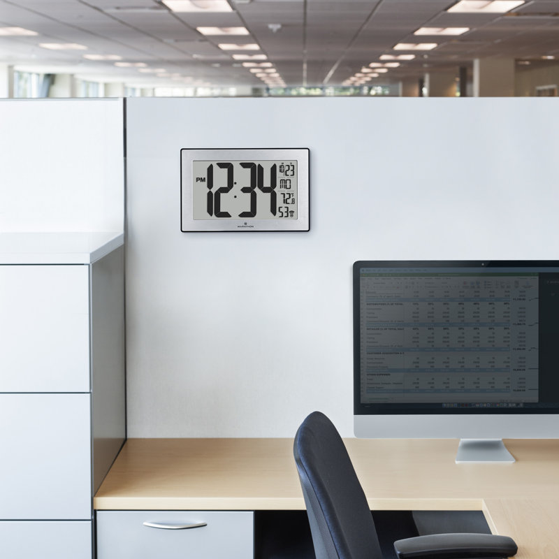 Horloge murale à réglage automatique, à réglage automatique, avec support et 8 fuseaux horaires, Noir