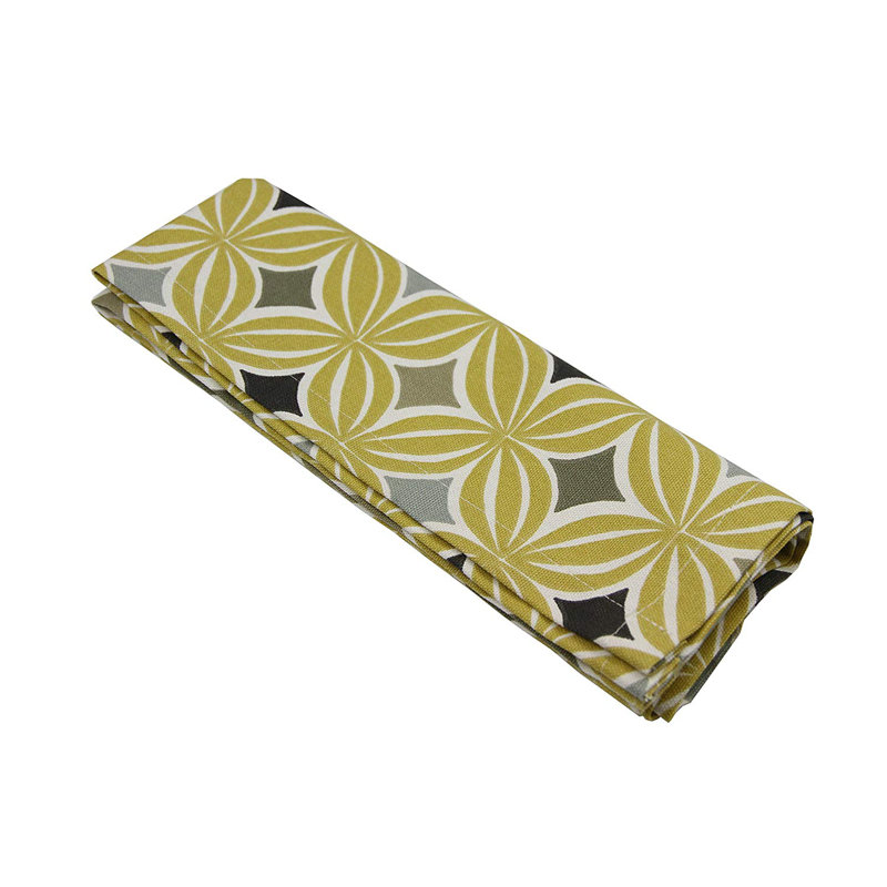 Amethy 100% Cotton Geometric Rectangle Napkin, Ochre Yellow