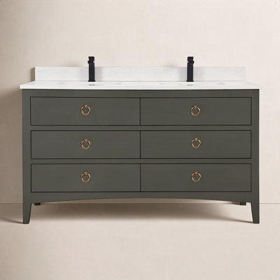 Newnam 60" Oak Double Bathroom Vanity