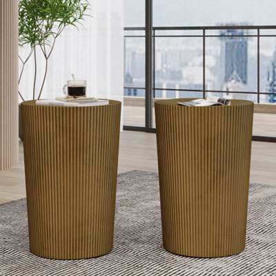 Sanjai Iron Top End Table Set