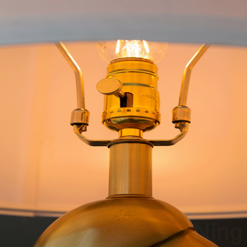 Table Lamp, With White Drum Shade