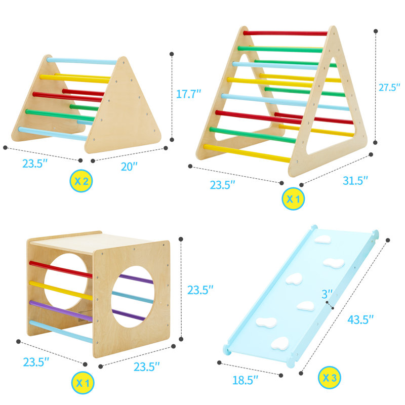 Set of 7 Toddler Triangle Climbing Toys Play Gym