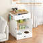 Station d'alimentation moderne pour animaux avec 2 bols surélevés, armoire de rangement pour aliments pour chiens, tiroir et crochets-107086331