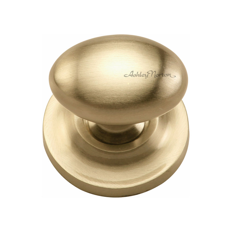 1 1/4" Length Oval Knob, Satin Brass, 1 1/2"