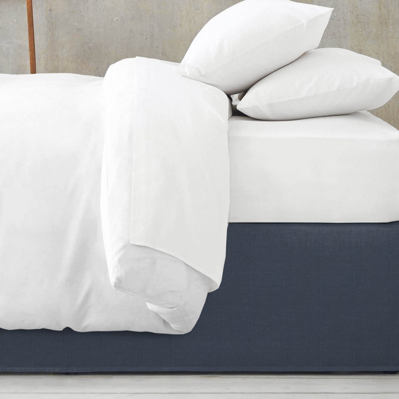 Shay Solid Dark Denim Cotton Bedskirt, Twin, 15"