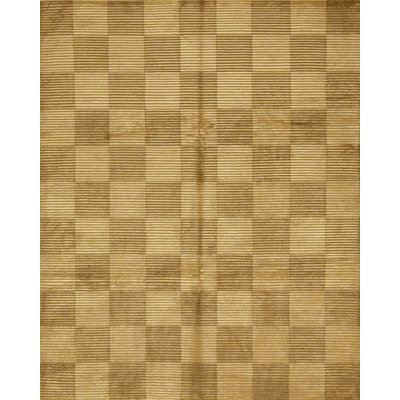 Himalayan Wool Checkered Area Rug in Brown