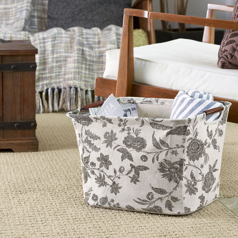 Bac de rangement effilé en tissu, H 11 po x l 16 po x p 13 po, Beige / noir
