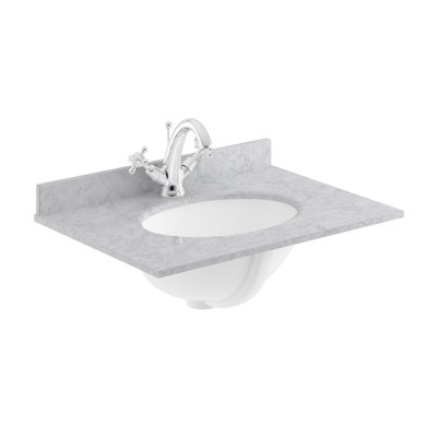 Nuie 620mm L x 463mm W Marble Oval Sink with Overflow