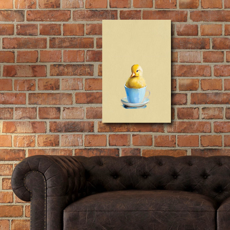  «Duckling In Blue Cup» par Svetlana Aleynikova, art mural en verre acrylique, H 24 po x l 16 po