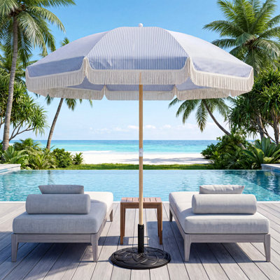 Wykisha 8ft Boho Beach Umbrella With Base